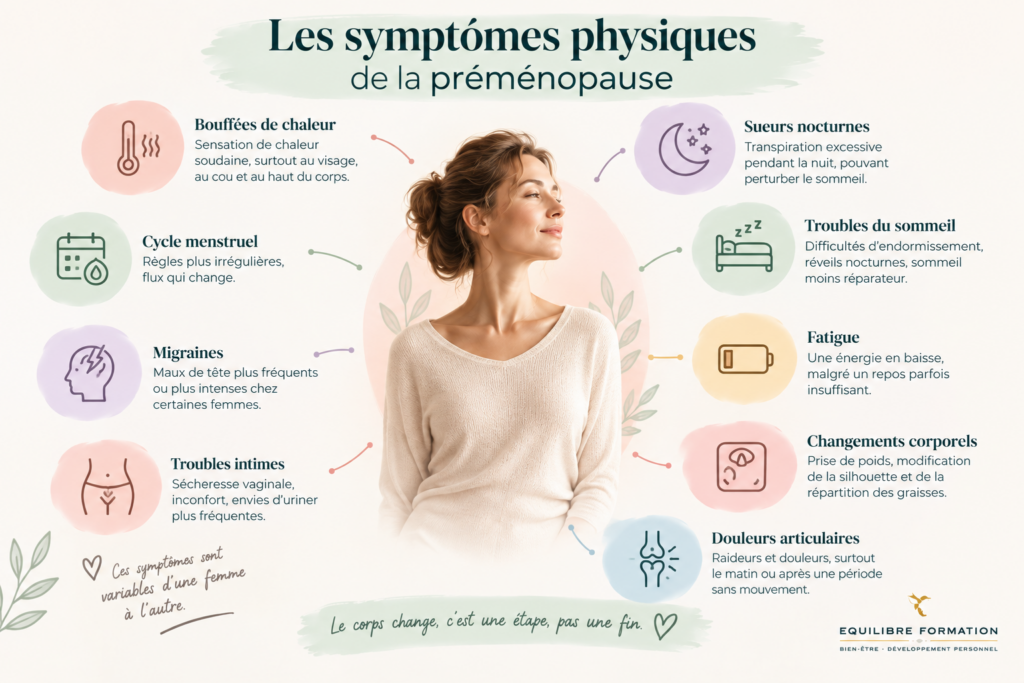 Principaux symptômes physiques de la préménopause
